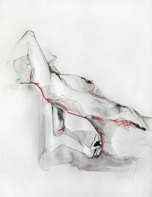 Aktzeichnung "Giulia", 65 x 50 cm, Mischtechnik auf Papier, 2017