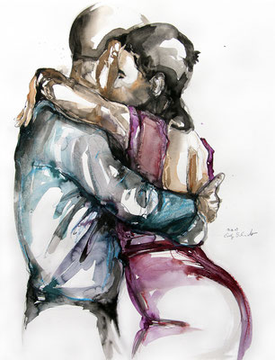 Tangokunst "Tangopaar N°21", 65x50 cm, Mischtechnik auf Papier, 2019 (verkauft)
