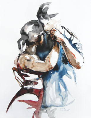 Tangokunst "Tangopaar N°32", 65x50 cm, Mischtechnik auf Papier, 2019 (verkauft)