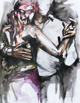 Tangokunst "Tangopaar N°19", 65x50 cm, Mischtechnik auf Papier, 2019