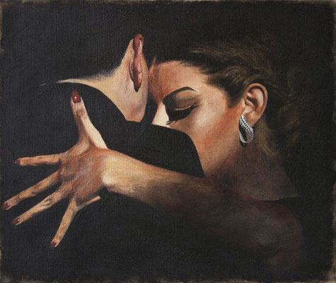 Tangokunst "Umarmung", 50 x 60 cm, Acryl auf Leinwand, 2018 (verkauft)