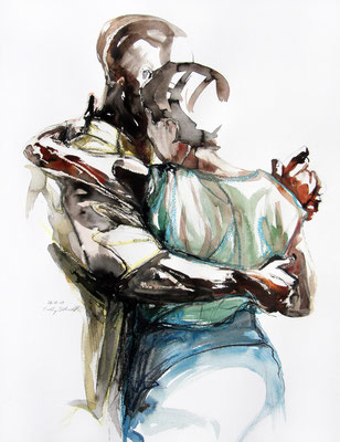 Tangokunst "Tangopaar N°40", 65x50 cm, Mischtechnik auf Papier, 2019