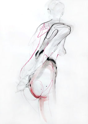 Aktzeichnung "Maren", 59 x 42 cm, Mischtechnik auf Papier, 2017