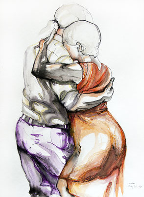 Tangokunst "Tangopaar N°35", 76x56 cm, Mischtechnik auf Papier, 2019 (verkauft)