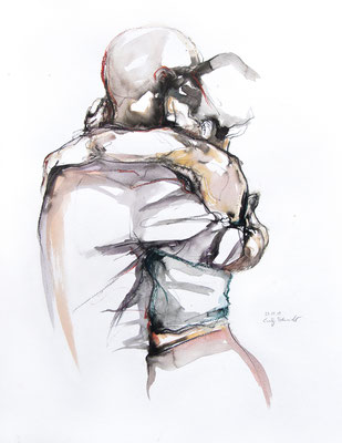Tangokunst "Tangopaar N°13", 65x50 cm, Mischtechnik auf Papier, 2019 (verkauft)