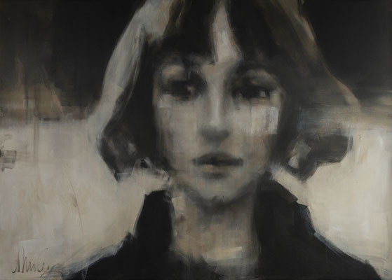 Junge Dame in Winterlandschaft 140x100