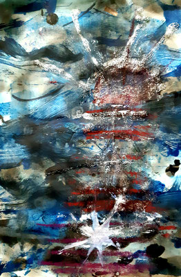 Ewiges Sternenmeer 6 - 36 x 24 cm - 2019 - Aquarell/Wasserfarben/Mischtechnik - Malerei auf Papier - Detail der Serie "Ewiges Sternenmeer"