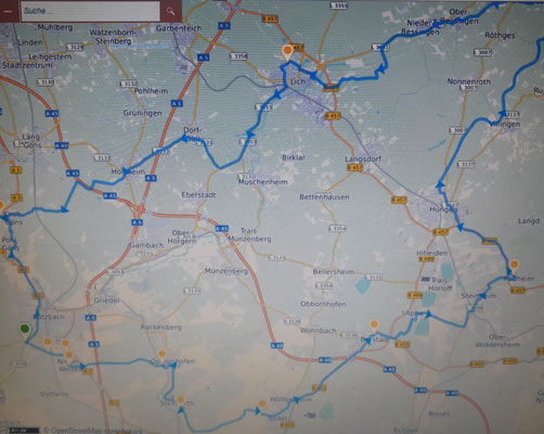 Die geplante Strecke, die zum Schluss wegen des Wetters etwas verändert wurde