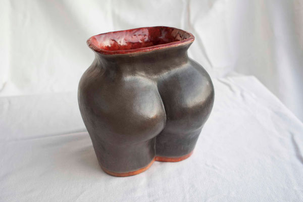 "Runde Ansichten Rauch" Raku-Keramik, Höhe ca. 25 cm