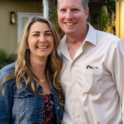 David's 90th birthday party guests - Rosalee and Greg