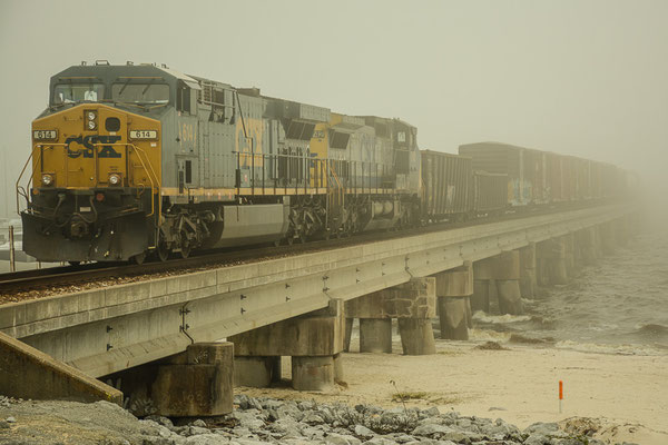 Railroad in the fog - Gulf Coast, Mississippi