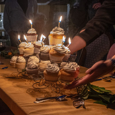 David's 90th birthday party - birthday cupcake tower