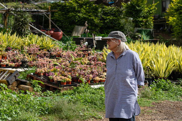 Kathy at organic nursery - Keokea