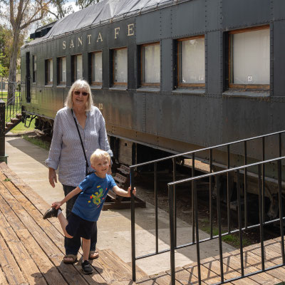 Owen and Grandma at trains - Grape Day Park, Escondido