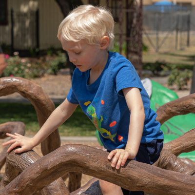 Owen climbing the grapes - Grape Day Park, Escondido