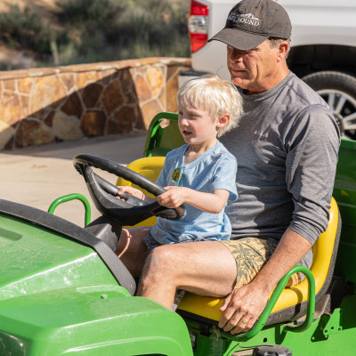 Owen doing some farming with Pat