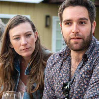 David's 90th birthday party guests - Candace and Zach