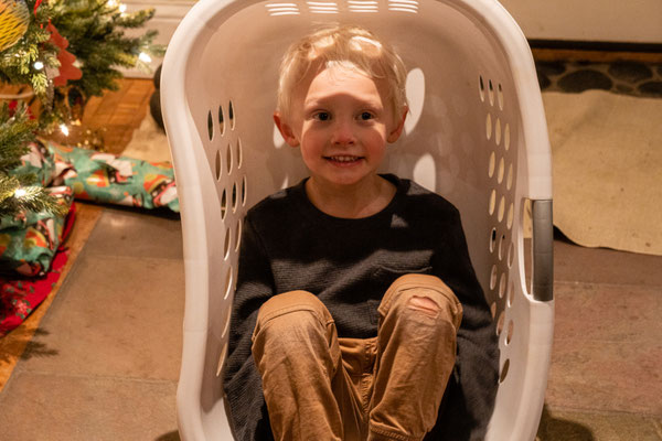 Owen getting into the mood as a Christmas gift