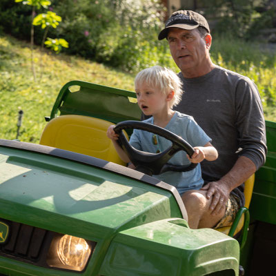 Owen doing some farming with Pat
