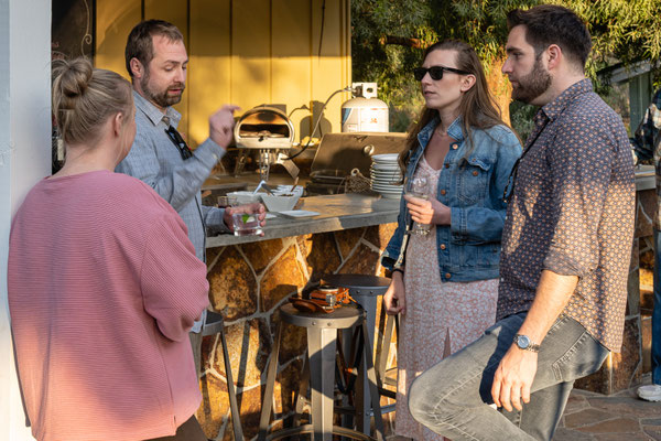 David's 90th birthday party - Zoe, Chris, Candace and Zach chatting