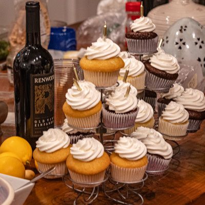 David's 90th birthday party - birthday cupcake tower