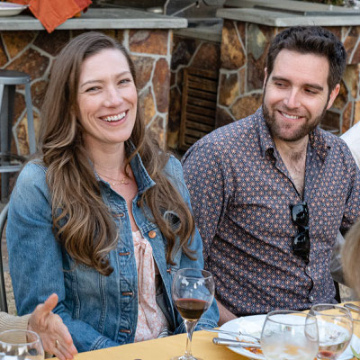 David's 90th birthday party guests - Candace and Zach
