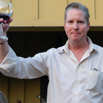 David's 90th birthday party guests - Greg toasting his father