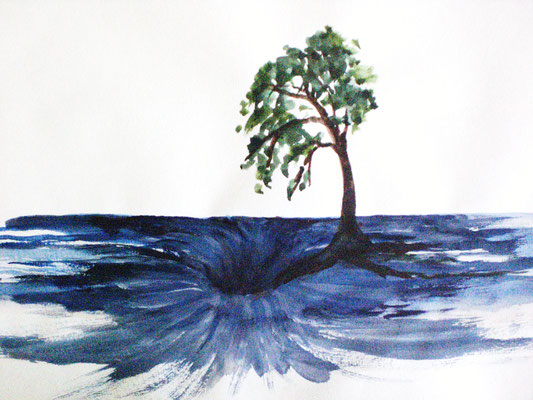 Abgrund (Aquarell 40 x 24)