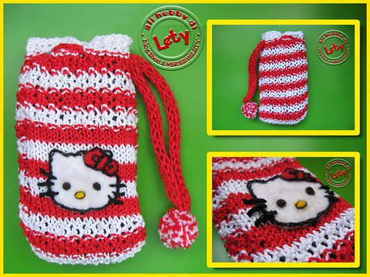 portacellulare in lana a maglia rasata con applicazione in feltro di Hello Kitty