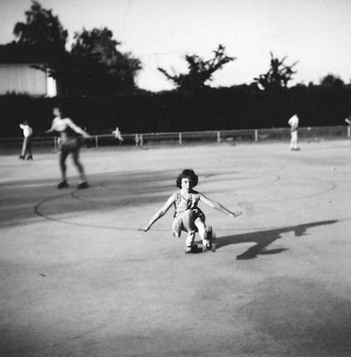 Gerhild Krichbaum beim Rollkunstlauf-Training.