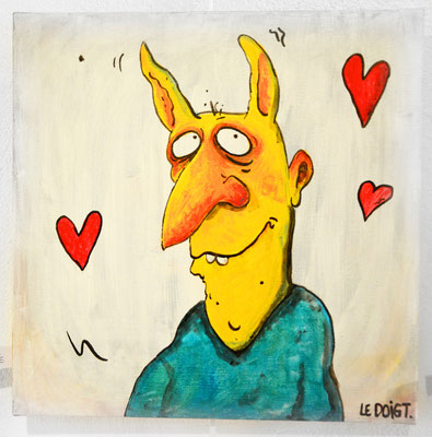 "Amoureux comme un lapin" 120 euros - Acrylique