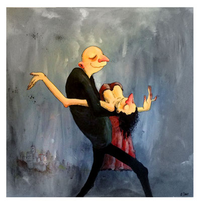 "Qui mène la danse ?" 680 euros Acrylique 80x80cm