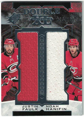 SPX 17-18 Double XL Duos Materials n°XDFH #83/199 - Justin FAULK - Noah HANIFIN - Hurricanes