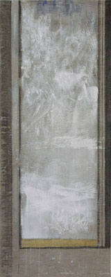 Fenster, Winter| 2009, Eitempera, Tusche, Pastell/Leinwand, 150 x 60 cm