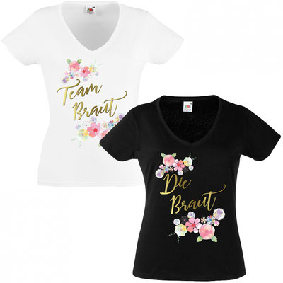 JGA T-Shirt – Braut Blumen