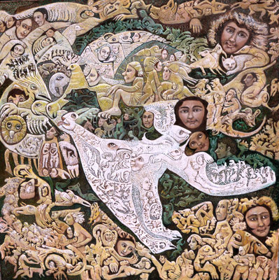 MIMOZA Huile sur toile 150x150 cm
