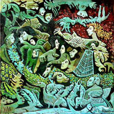 MUSCIDA Huile sur toile 40x40 cm