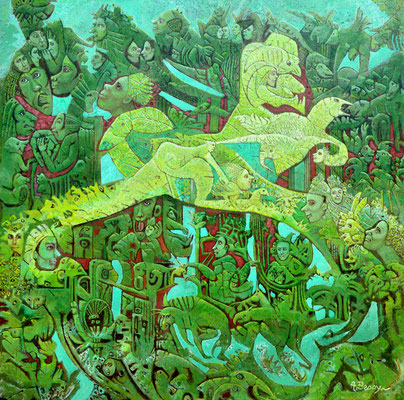 ELECTRA Huile sur toile 80x80 cm