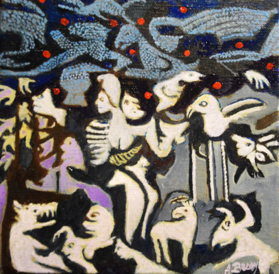 AZHA Huile sur toile 20x20 cm
