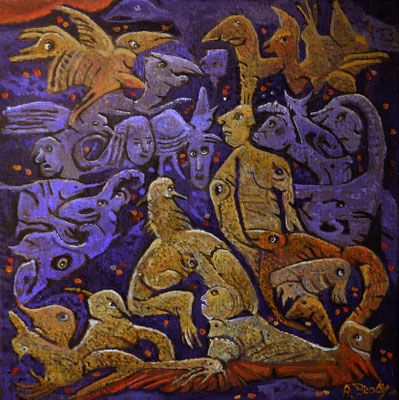 AMATERU Huile sur toile 30x30 cm