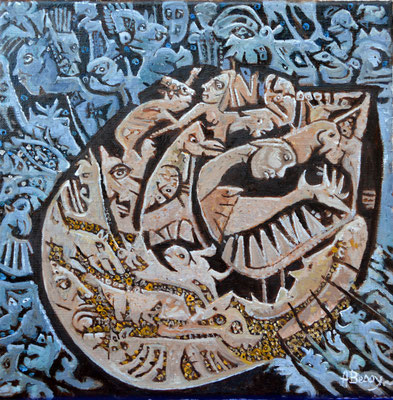 HILLS Huile sur toile 30x30 cm