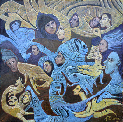 ISHAR Huile sur toile 40x40 cm