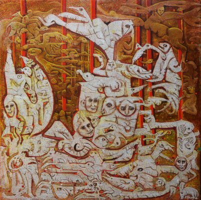 AZMIDI Huile sur toile 100x100 cm