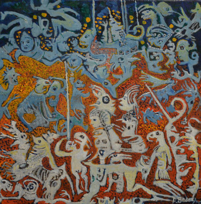 "ALCHIBA"Huile sur toile 30x30 cm
