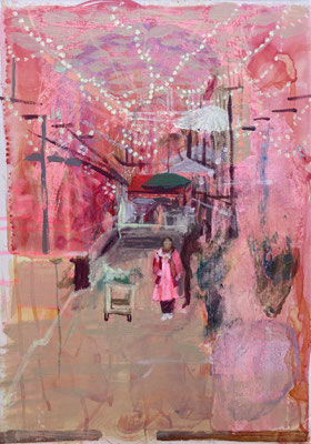 Catania, fishmarket,  Acrylic on canvas, 38 x 55,5 cm framed, Available at Deer Daddy, 1050,-