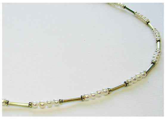 Kette, 585er Gold mit Zuchtperlen