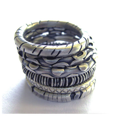 Ringe mit Struktur, Silber