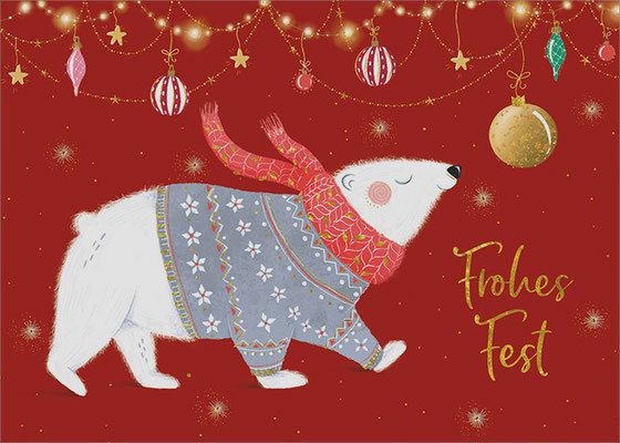 Eisbär Kugeln Frohes Fest Postkarte