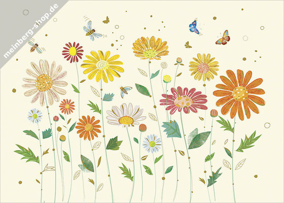 Blumen und Bienen Postkarte
