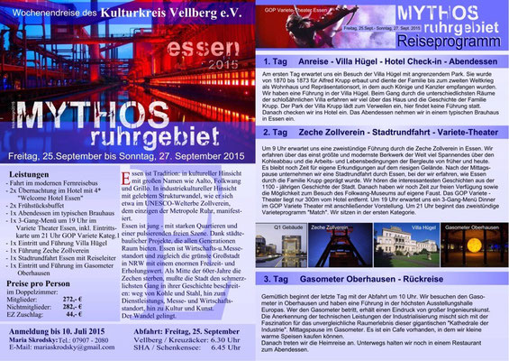 Kulturkreis Vellberg, Wochenendreise 2015, Mythos Ruhrgebiet, Essen